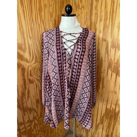 Show Me Your Mumu Lightning Bird Tunic Top Boho Pullover Floral Long Sleeve XS - Picture 2 of 9